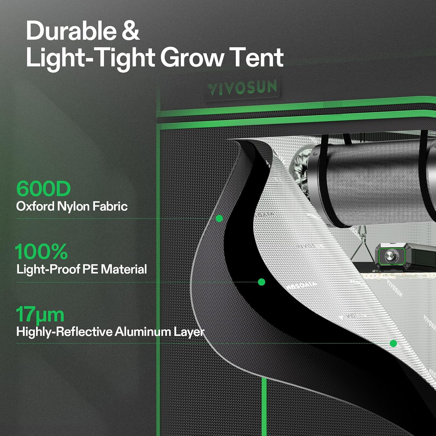 VIVOSUN 2x2ft Grow Tent Kit with 100W Full Spectrum LED Grow Light | WiFi-Controlled Grow System,Automatic Ventilation