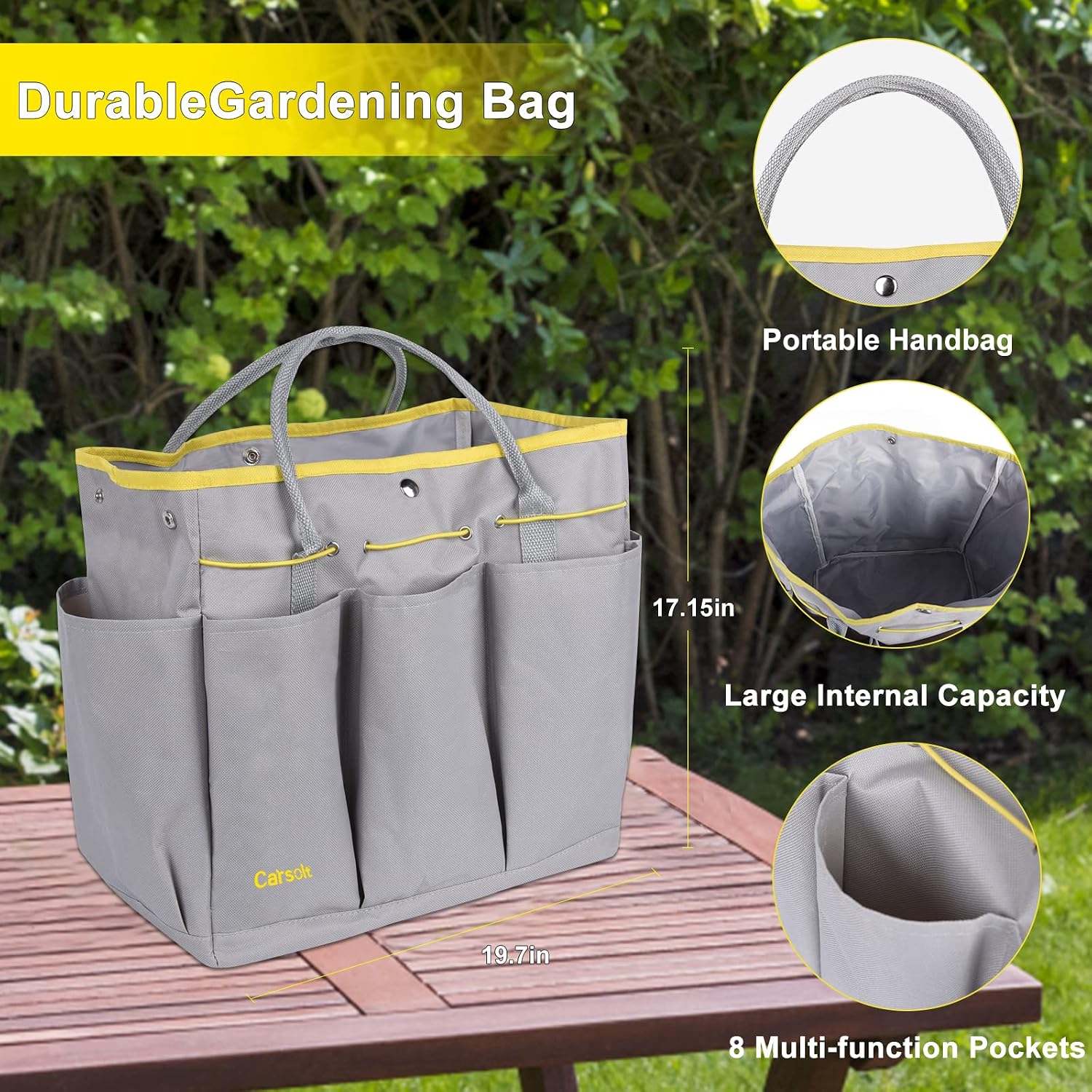 Carsolt 10Pcs Heavy Duty Stainless Steel Garden Hand Tools Set for Planting | Rust-Proof & Ergonomic Handle, Includes