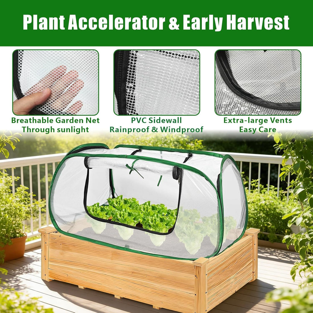 Dual-Layer Garden Plant Cover for Raised Beds,45x22x16 Freeze Protection | Breathable Mesh, Pop Up Garden Rows Plants