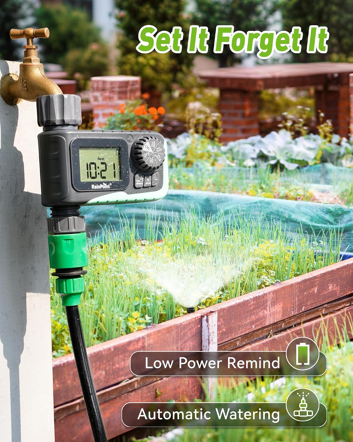 RAINPOINT Sprinkler Timer Outdoor, Water Timer for Garden Hose, Programmable Watering Irrigation Timer with Rain