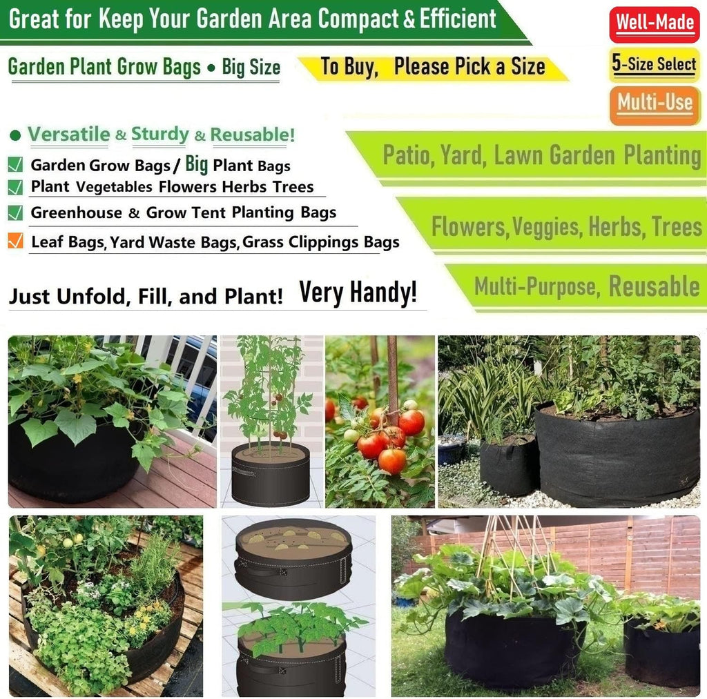 3-Pack 75 Gallon Thickened Plant Grow Bags Large (34x20 in) Heavy Duty Garden Bag Fabric Plant Pots for Tomato,Potato