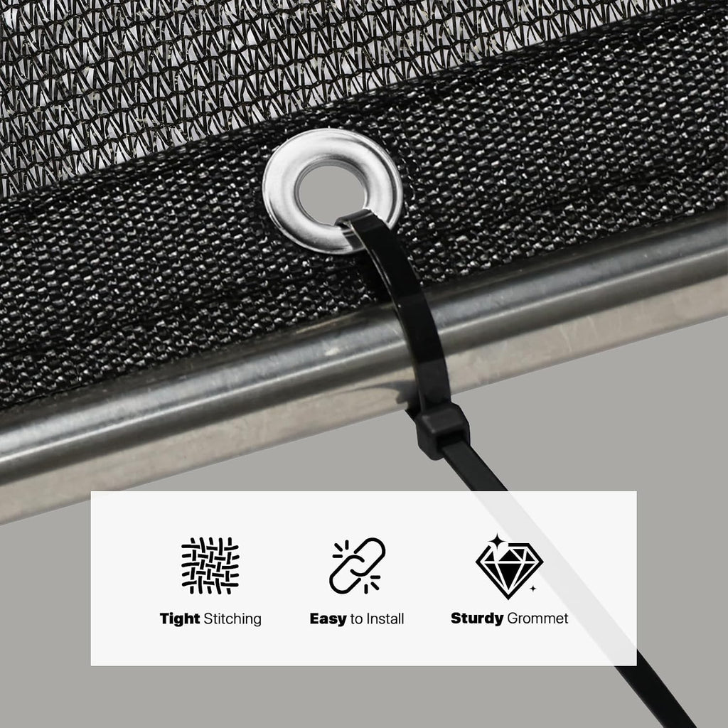 Amgo 30% Black Shade Cloth, 8FT x 16FT Mesh Tarp, Black Sun Shade Netting with HDPE Material and Heavy Duty Grommets