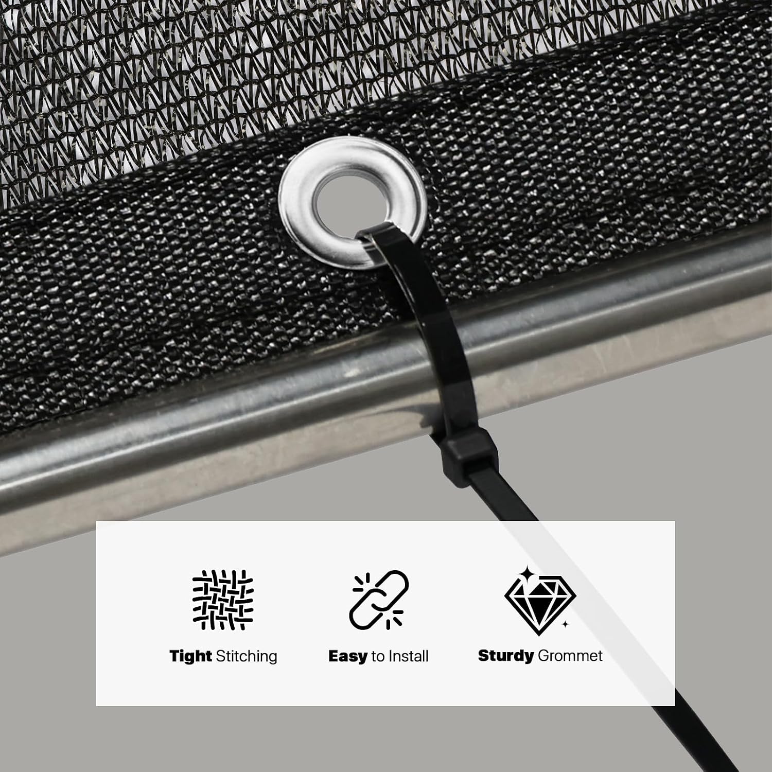 Amgo 30% Black Shade Cloth, 8FT x 16FT Mesh Tarp, Black Sun Shade Netting with HDPE Material and Heavy Duty Grommets