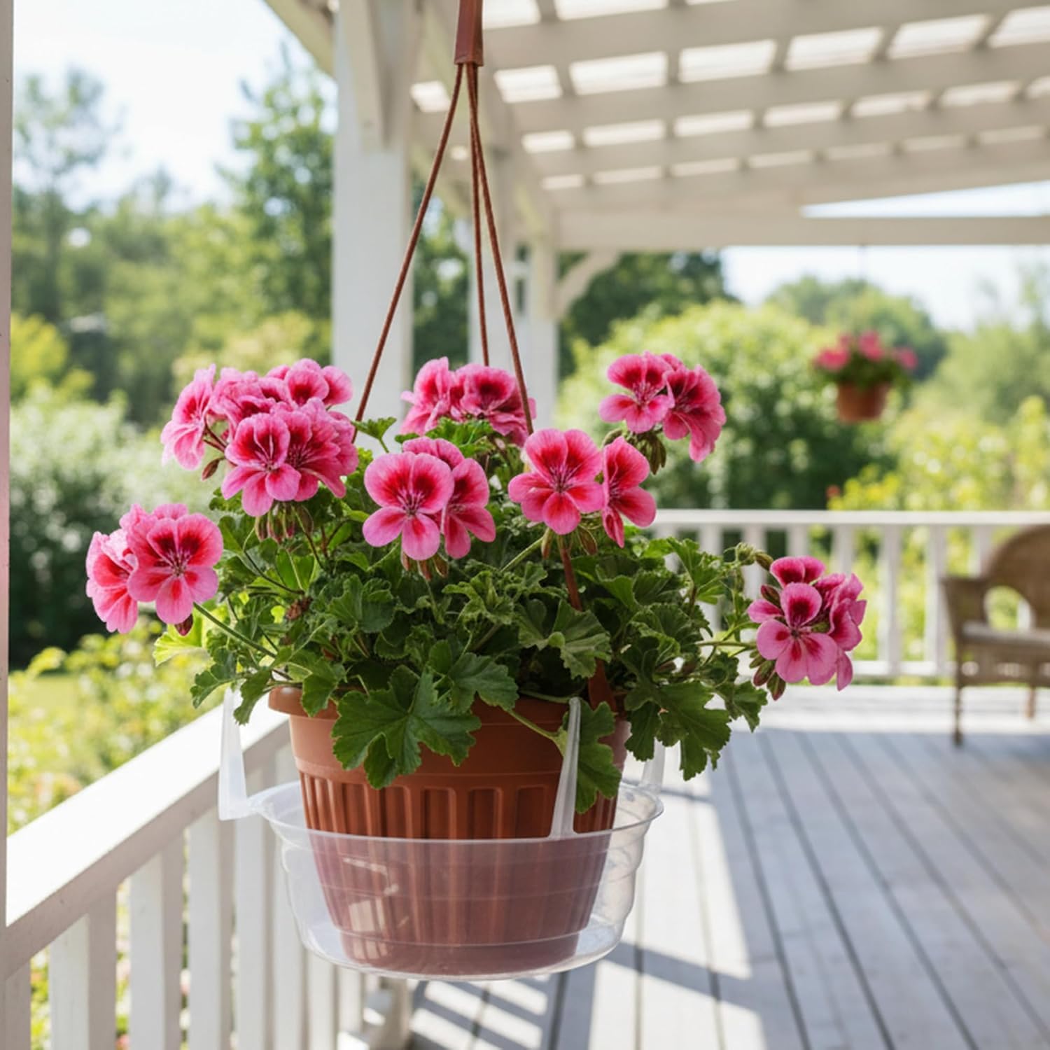 Curtis Wagner Plastics Hanging Basket Drip Pans (5-Pack) | Clear, Round (Diameter = Base 9", Top 12", Depth 3.75")