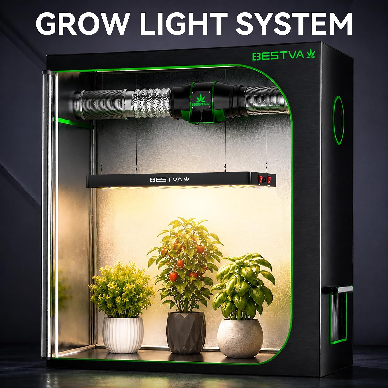 DC3000 Grow Light for Indoor Plants, Dimmable Full Spectrum LED Plant Light | BESTVA 300W LED Plant Light with