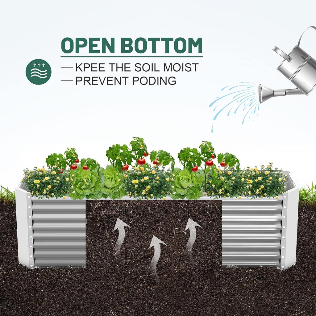 Land Guard 8×4×2 ft Galvanized Raised Garden Bed Kit, Galvanized Planter Raised Garden Boxes Outdoor, Large Metal