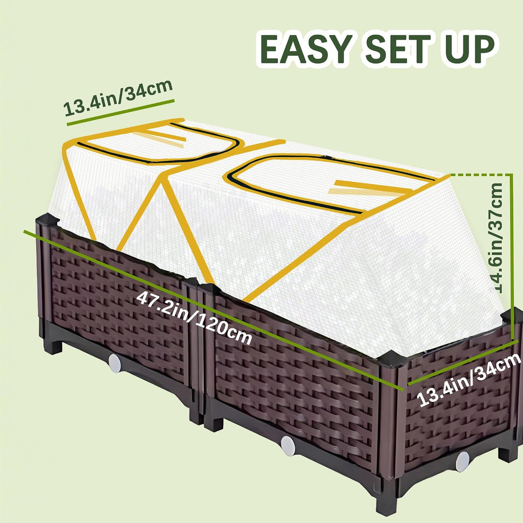 47.2" *14.6" *13.4" Foldable Garden Row Accelerator Plants Cover for Raised Garden Bed, Mini Greenhouse Cover with Two