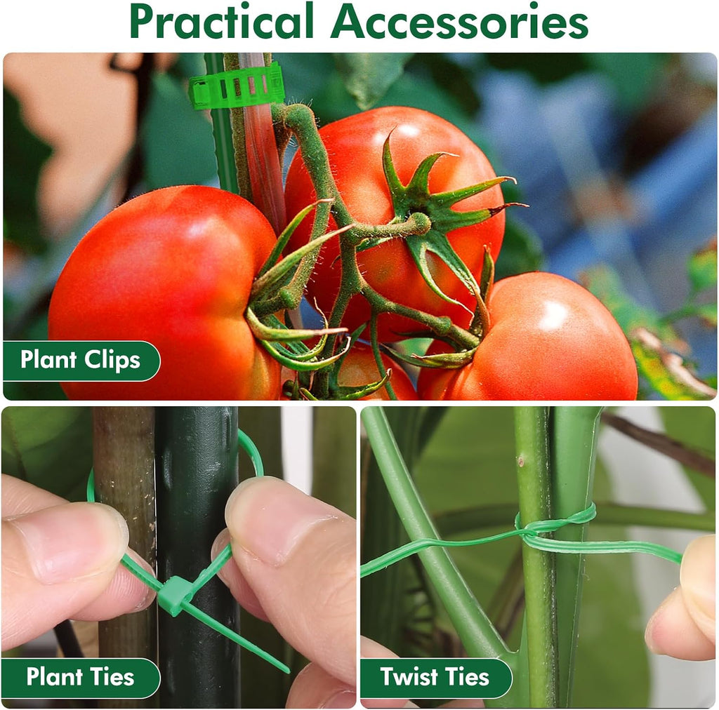 ROADPLUM 3 Pack 48" Tomato Cages for Garden, Plastic Coated Steel Pipe Heavy Duty Adjustable Tomato Stakes Trellis