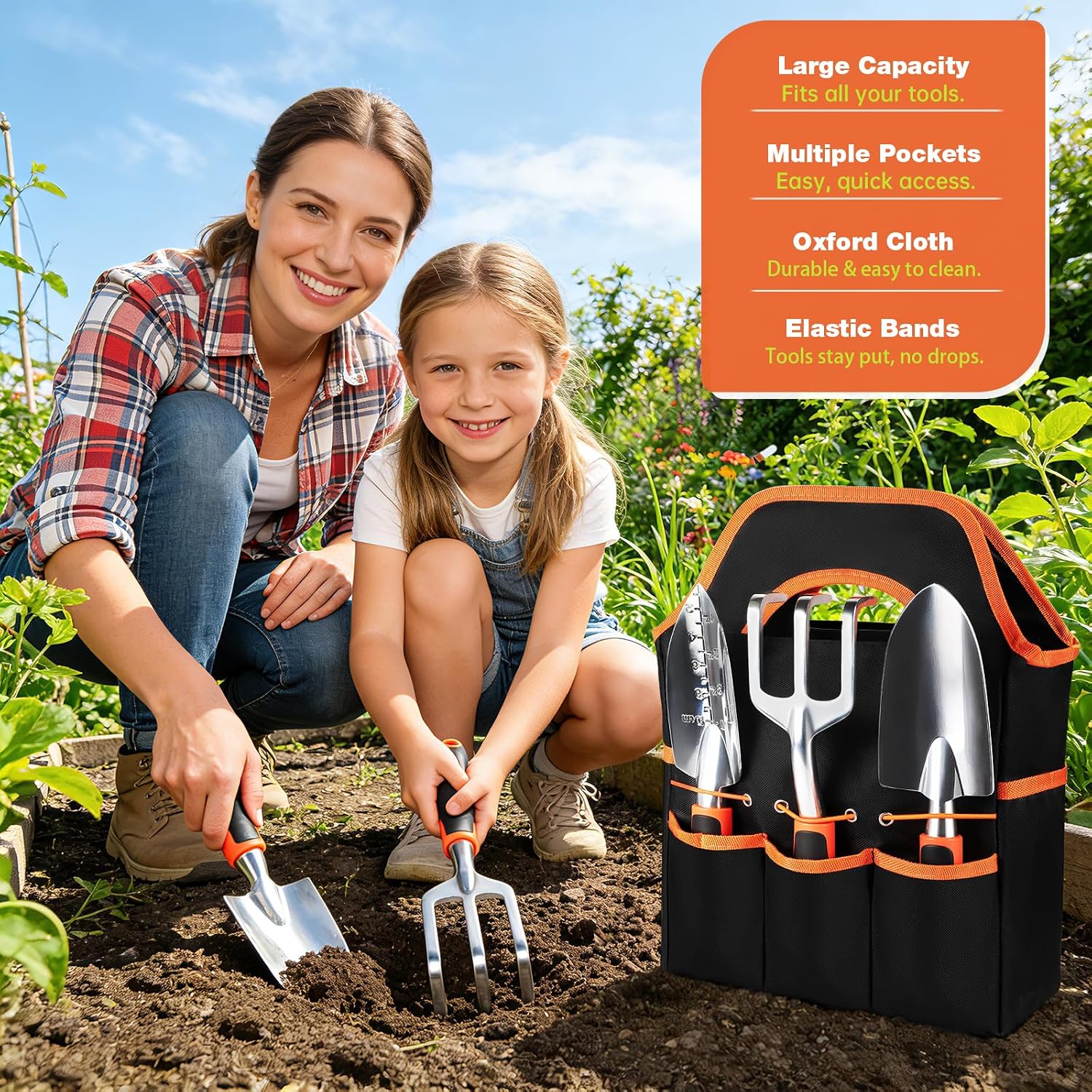 9-Piece Garden Tools Set Heavy Duty Stainless Steel with Tote Bag | Non-Slip Ergonomic Handles, Rust-Resistant – Ideal
