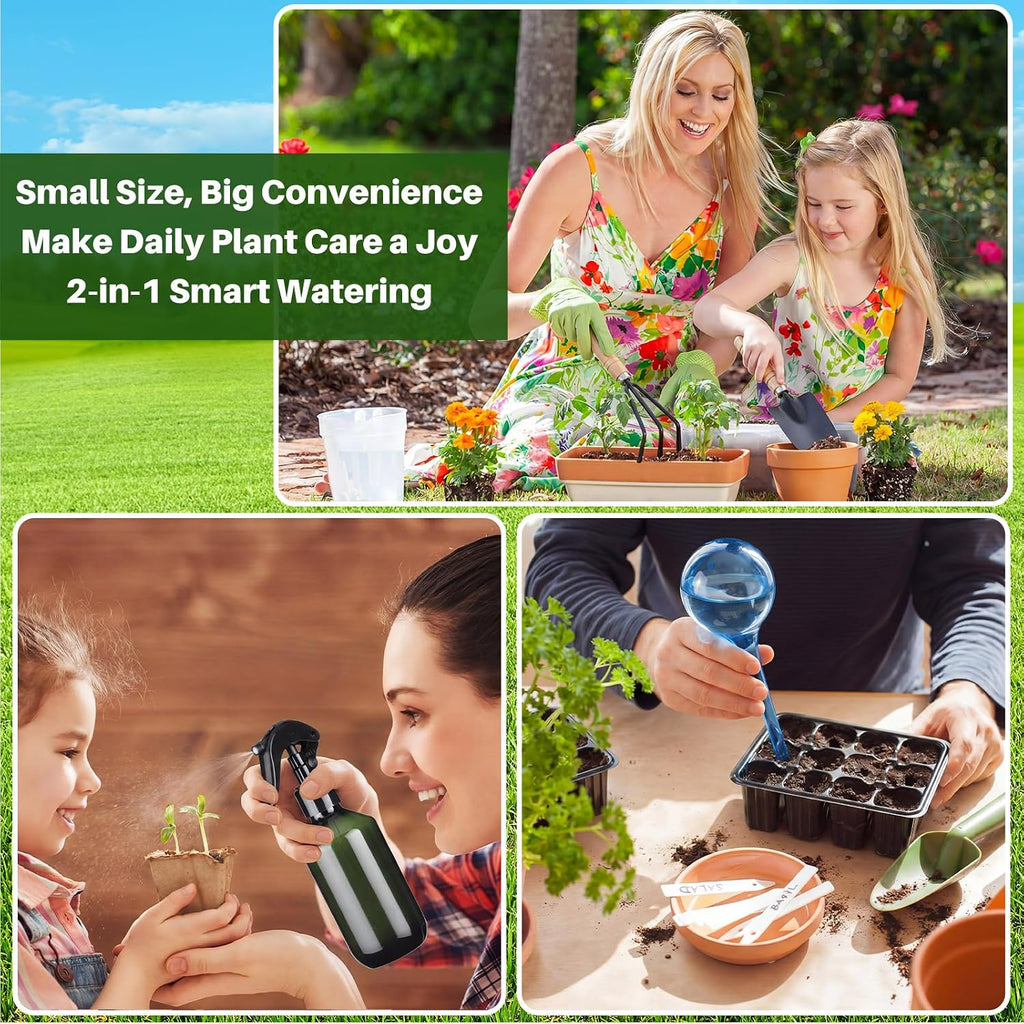 Indoor Plant Watering Can Set, 13 Pcs Garden Set with 47 oz Long Spout Can, Spray Mister, Squeeze Bottle, 6 Self