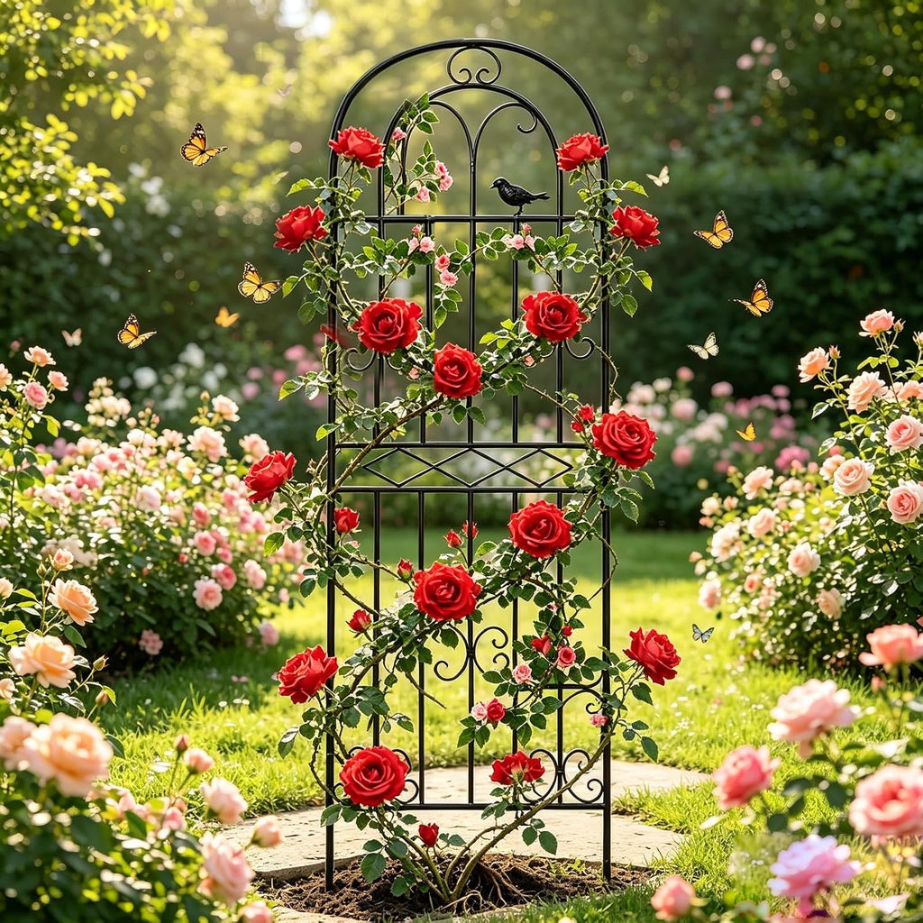2 Pack 78.7"x19.7" Metal Gardon Trellis for Climbing Plants Outdoor, | Rustproof, Heavy Duty, Black Coating Plant