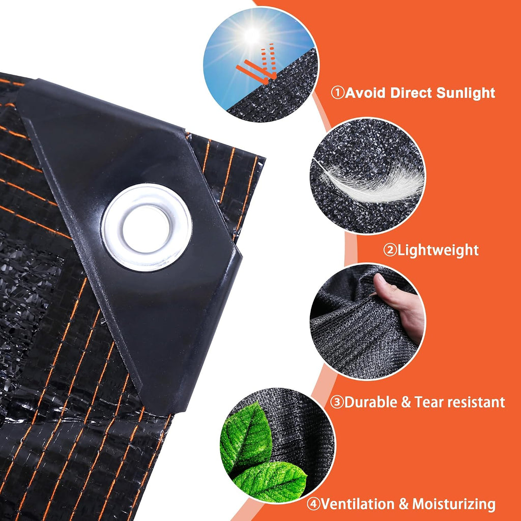90% Shade Cloth,12×26FT,Tear Resistant Sun Shade Net with Reinforced Grommet,Durable Garden Shade Tarp Cover for