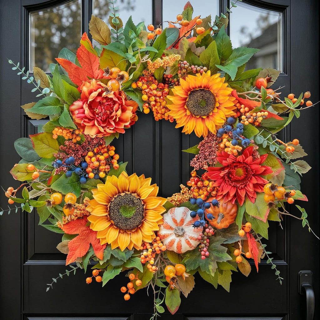 Sattiyrch 15" Wreath Hanger for Front Door,Sturdy Steel Wreath Door Hanger,Over The Door Hanger Hook (Red,2)