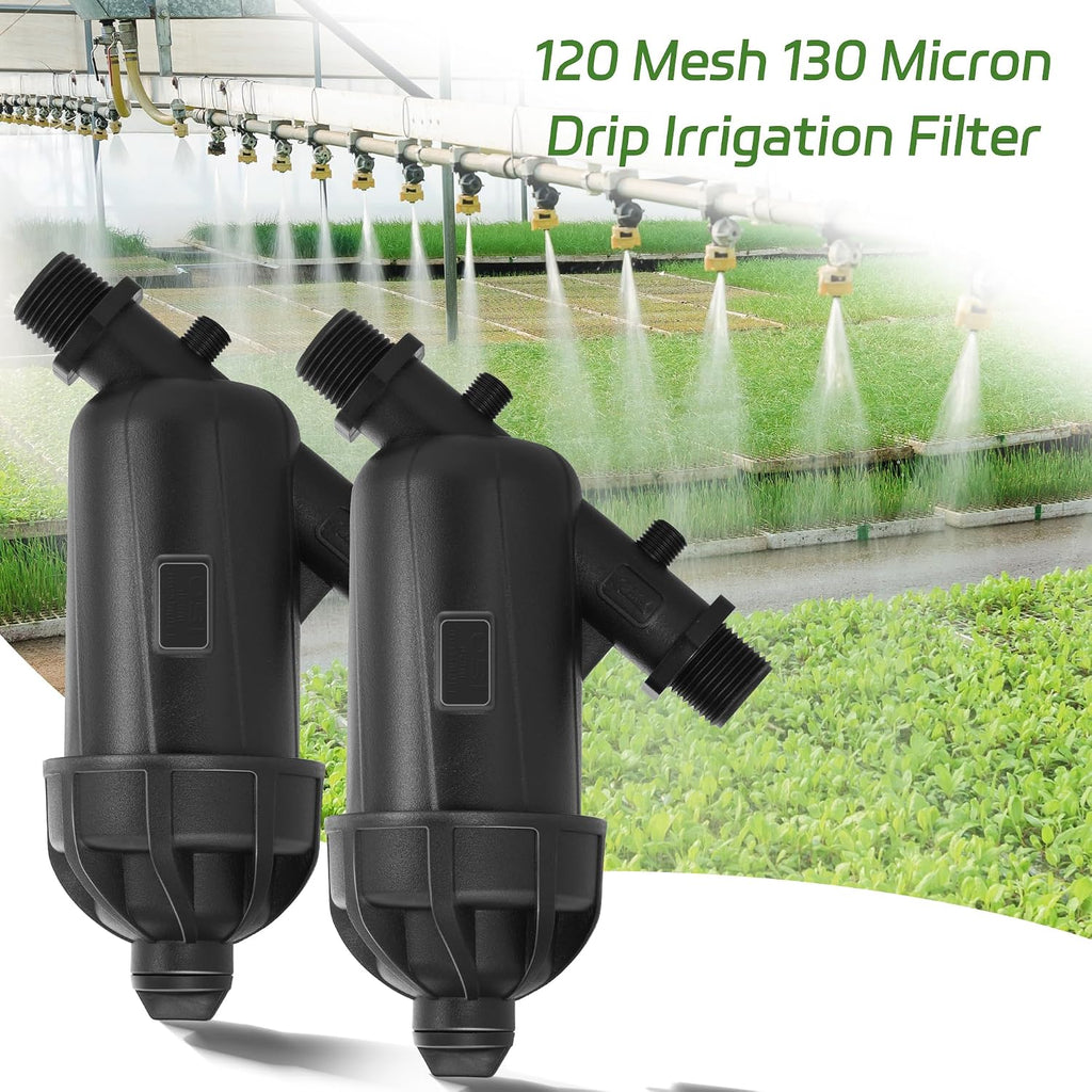 2 PCS US Standard 3/4 Drip Irrigation Y Filter (120 Mesh Screen) | USA Garden Hose 3/4 GHT Male Thread Irrigation