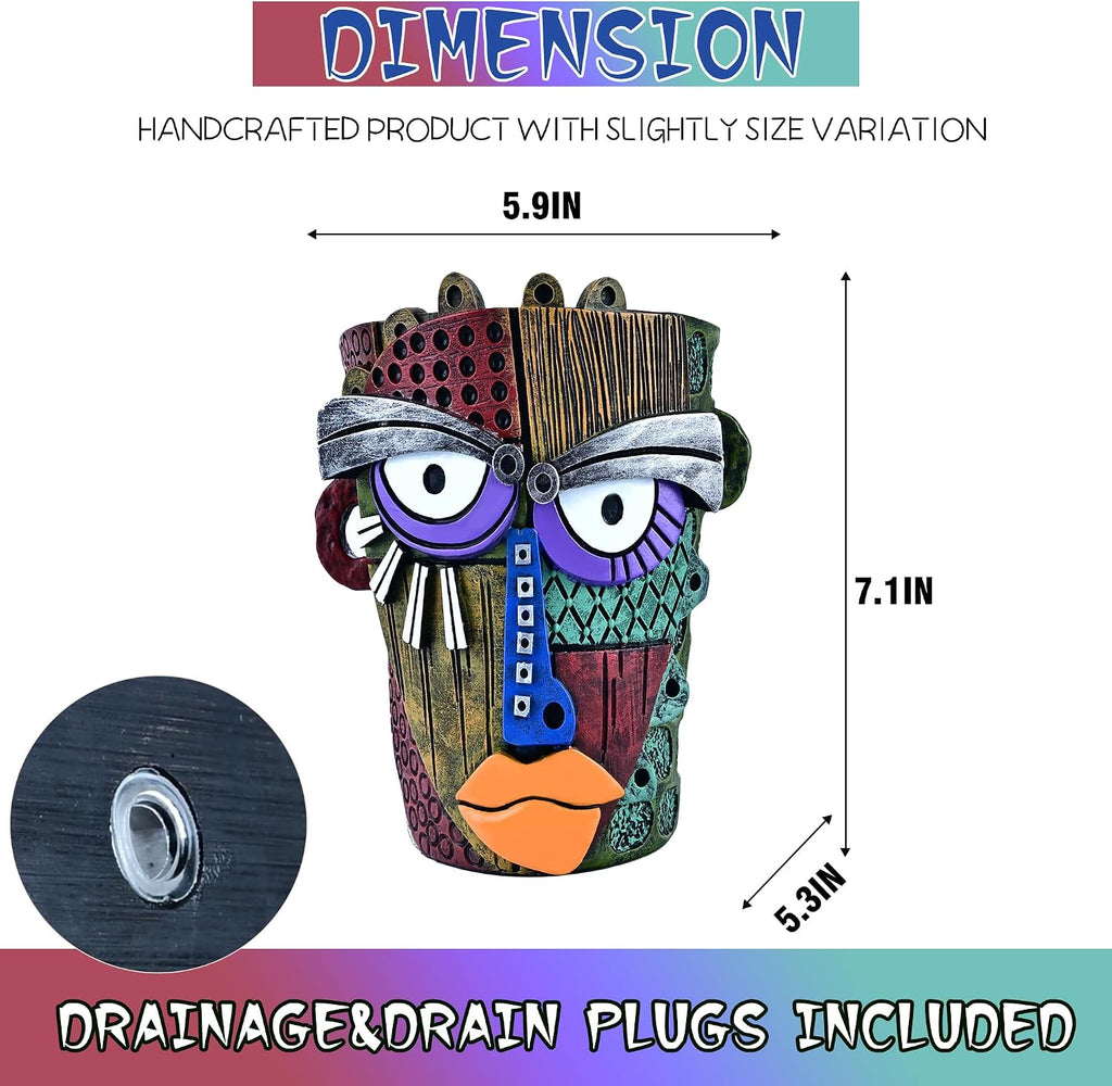 Midogaigai Abstract Face Planter Pots for Indoor Plants & Flowers Deco Gift | Funny Planter,Colorful Resin Flower Pots