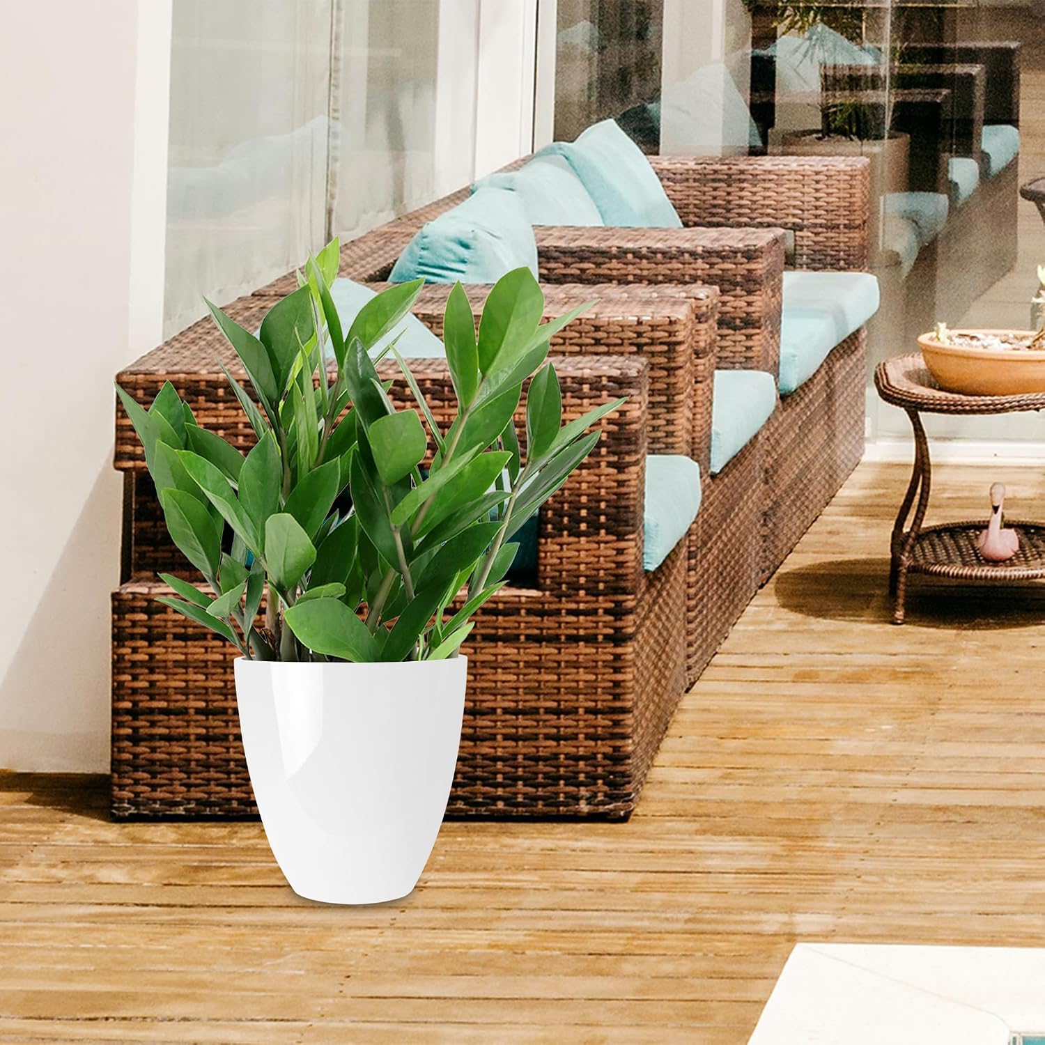 RUBBER BOND Plastic Plant Pots 2 Pack - Modern Indoor/Outdoor Planters for Home Decor - Weather-Resistant Large Flower
