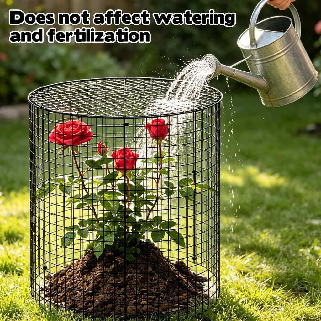 5 Sets of 12'' x 12'' Plant Protectors Cages from Animals with Covers - For Outdoor Plants Metal Plant Cage Chicken