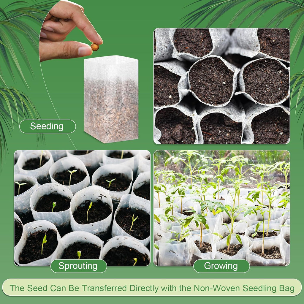 1000 Pcs Seed Non Woven Plants Nursery Bags 5.9 x 6.3 Inch Fabric Seedling Pots Grow Bags Plants Pouch for Vegetables