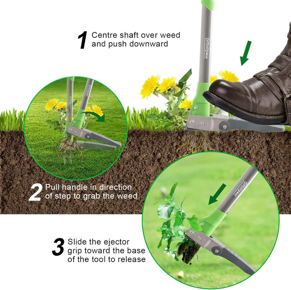 WP5 Apex Weeder, Lightweight Weed Puller Tool for Women, Weeding Remover Tool with 3-Claw Stainless Steel, 39-inch