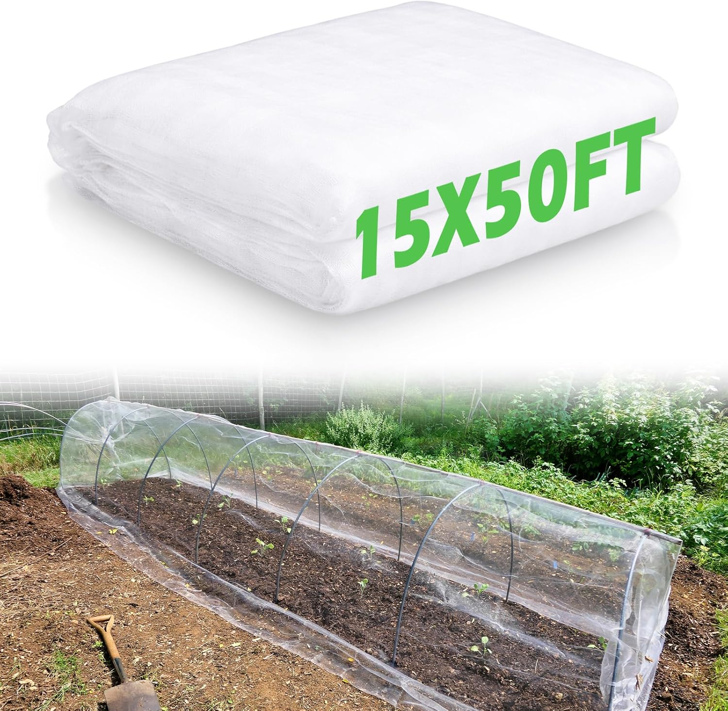 1 Pcs Garden Insect Netting Mesh, White Ultra Fine, 15 X 50 Ft | Pest Barrier for Vegetables, Large Fruits Tree Net