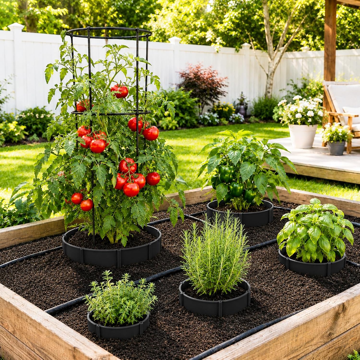 Planting Grow Rings, 60 Pcs Garden Border Segments for 8/10/12 Inch Plant Rings, Water Retention Root Watering