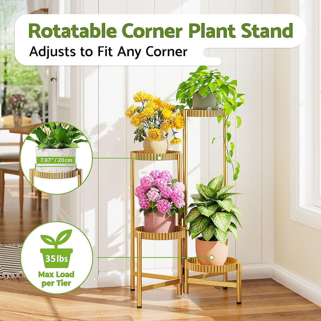 Stand Plants, 4 Tiers Metal Tiered Plant Stands for Outdoor Indoor,Heavy Duty Flower Pot Stands for Multiple