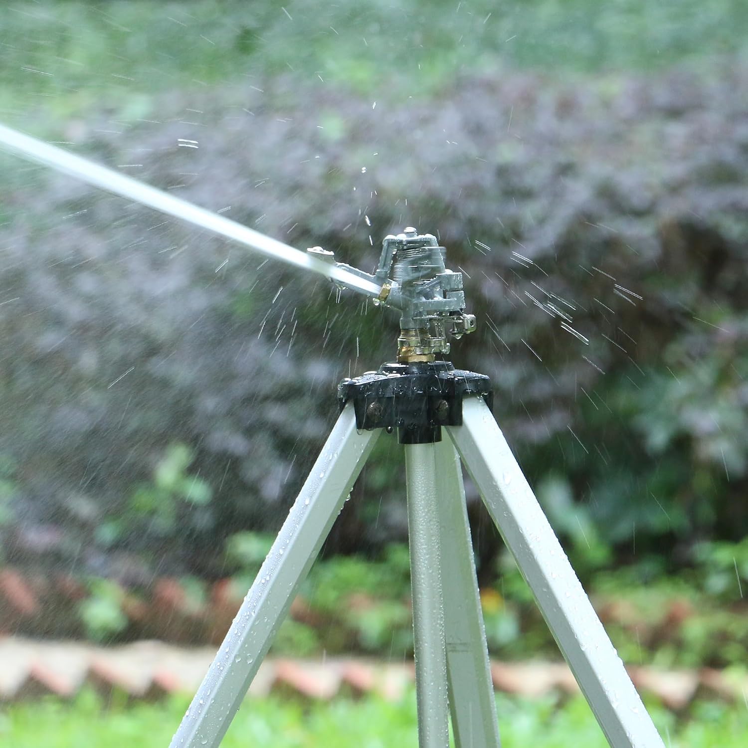 STYDDI Heavy Duty Impact Sprinkler on Tripod Base, Extra Tall Metal Pulsating Telescoping Tripod Sprinkler for Large