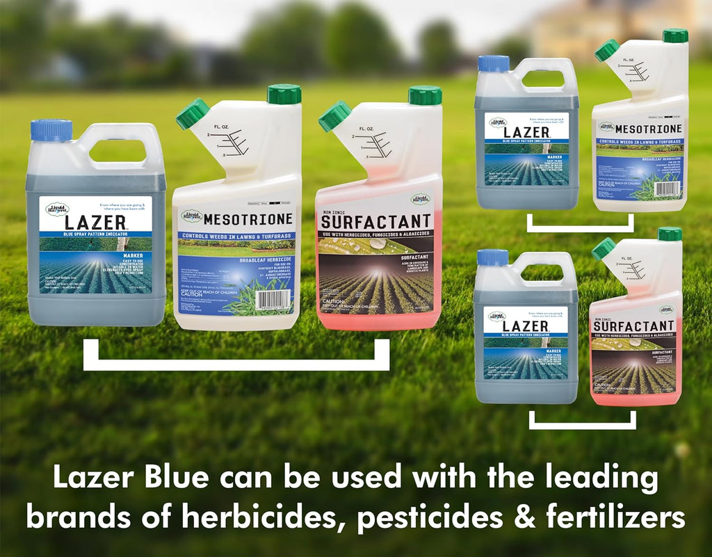 Liquid Harvest Lazer Blue - 32 Ounces - Concentrated Spray Pattern Indicator - Perfect Weed/ Fertilizer Marking Dye
