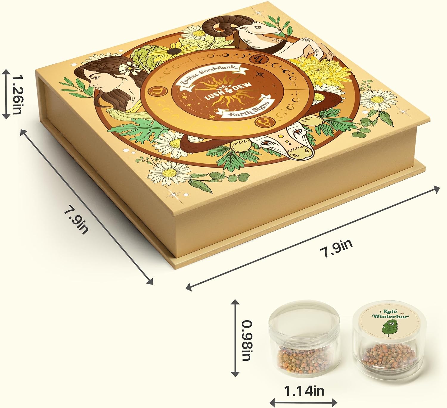 Lush&Dew Zodiac Garden Seed Bank Earth Sign, Gardening Gifts for Women Men | 12 Varieties USA-Sourced Non-GMO Heirloom
