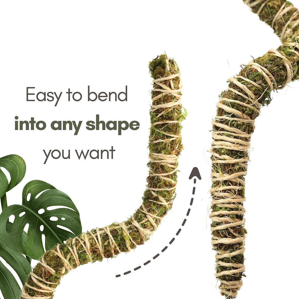 Bendable Moss Pole, 3 Pack, 16/30/42 in | Stackable & Shapeable Support for Climbing Monstera, Pothos & Philodendron