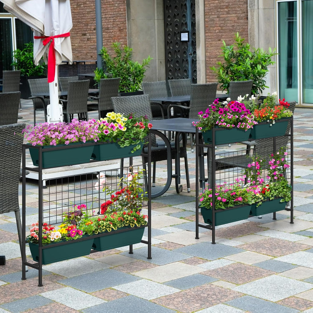 OYEAL Raised Garden Bed with Legs & & Trellis 32" Tall Vertical Herb Garden Planter Indoor Outdoor Elevated Flower Beds