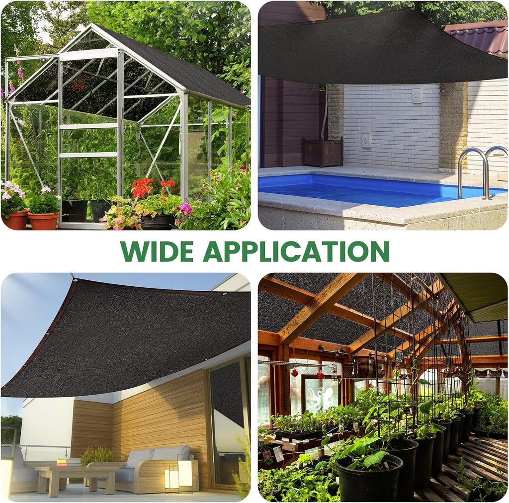 70% Shade Cloth, 10FTx20FT HDPE Mesh Tarp with Reinforced Grommets, Outdoor Sun Shade Net for Greenhouse, Plants