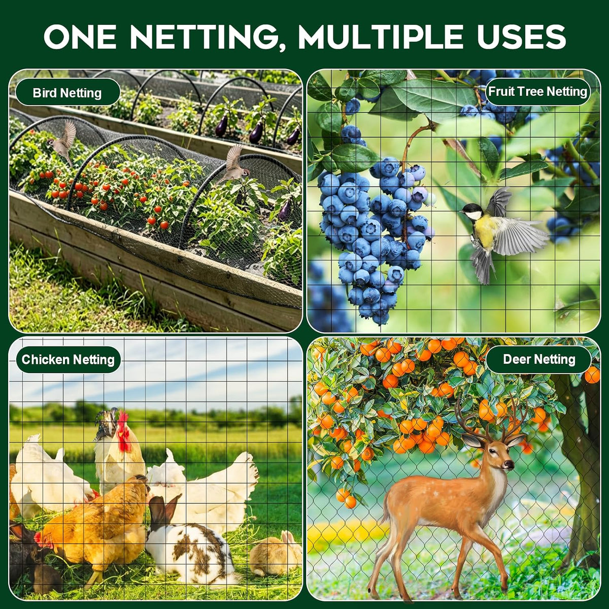 Deer Netting Deer Fence Netting, 7 x 200 Feet for Garden Protection Reusable Protective for Plants Fruit Trees