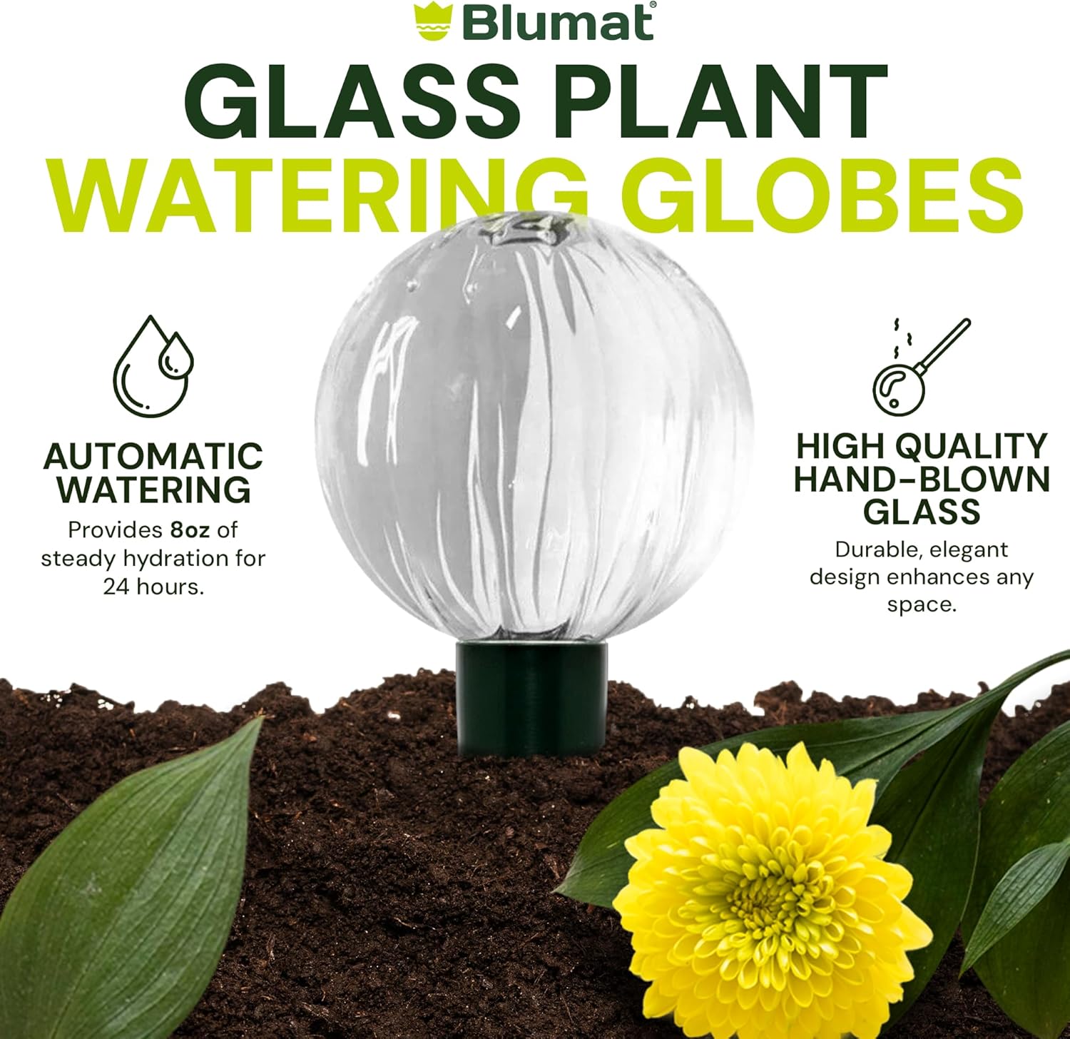 Blumat Glass Plant Self Watering Globes,Automatic Houseplant Drip Irrigation for Indoor Plants, Hanging Plants