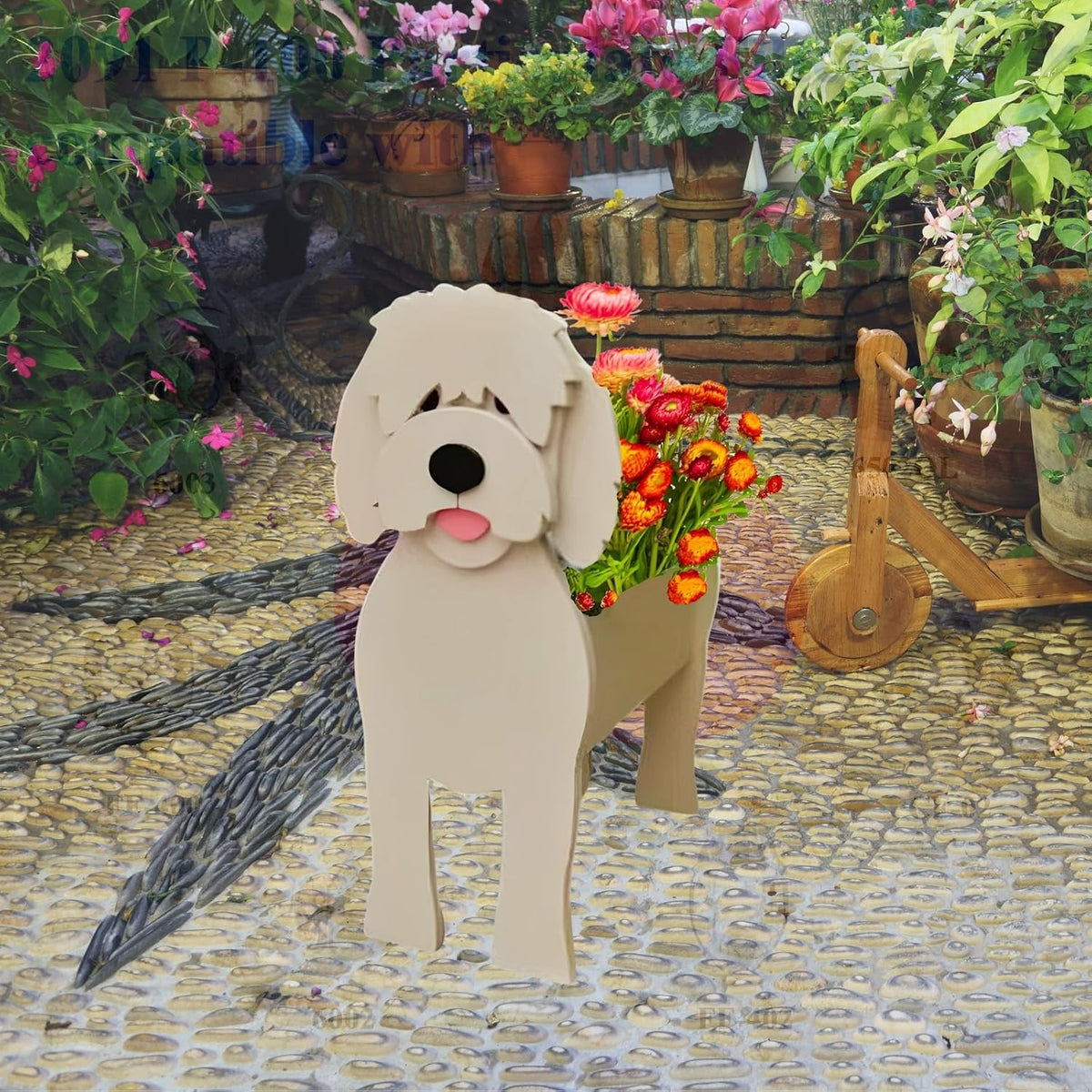 Golden Doodle Dog Planter Pots, Animal Shaped Flower Pot | Large Cute Plant Gift for Women and Pet Lovers, Indoor