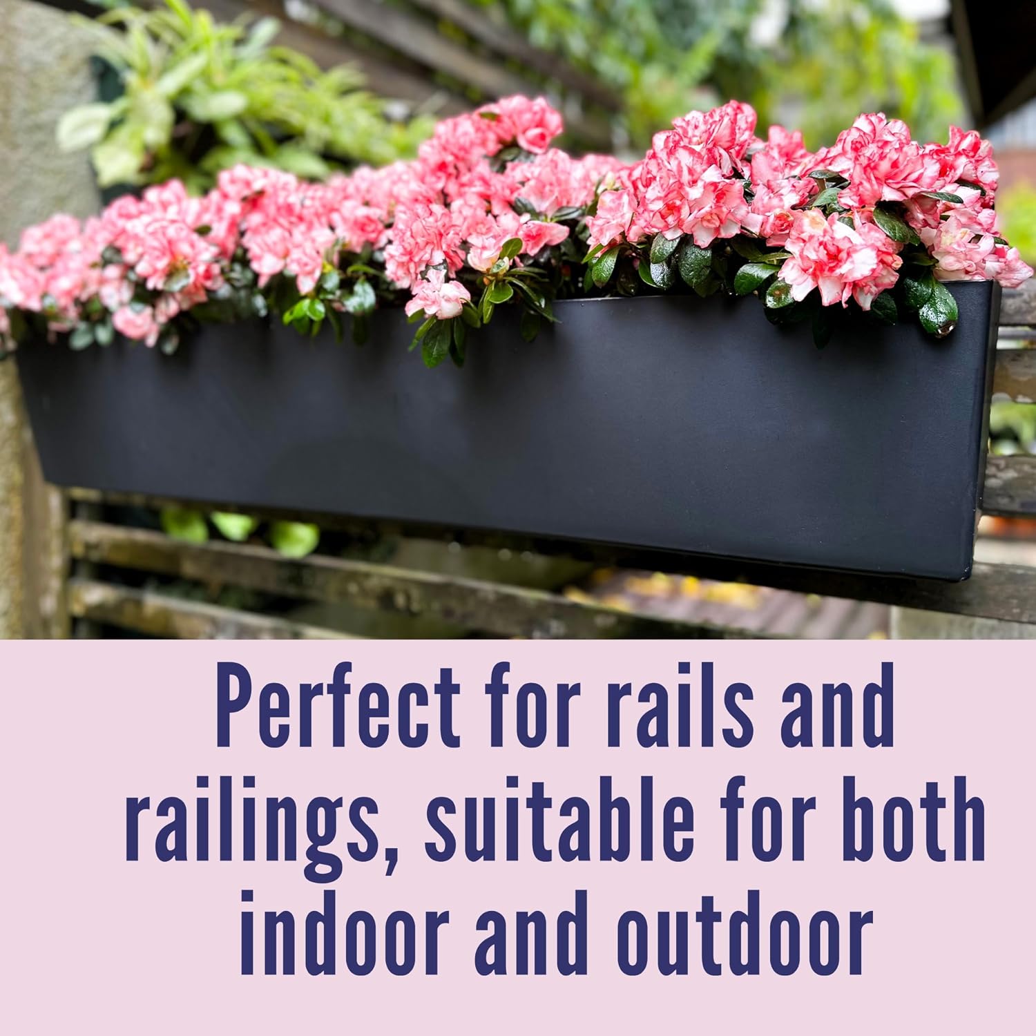 LaLaGreen Rail Planter for Balcony Outdoor (1 Pack, 40 Inch) Large Black Self Watering Railing Planters with Brackets