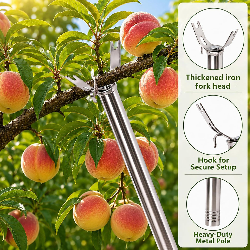 2 Pack Stainless Steel Tree Support Pole with U-Shaped Head, Adjustable 17.3"-78.3" Tree Branch Support, Tree Stakes
