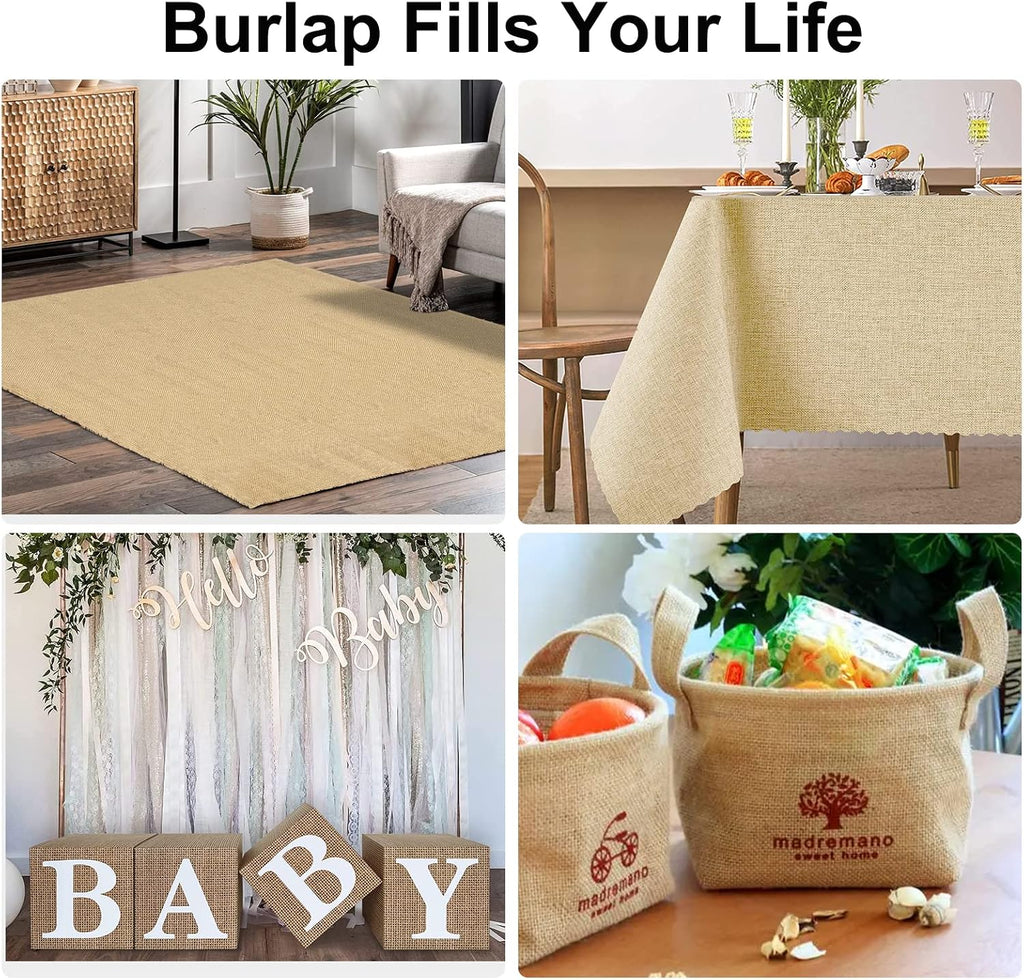 Agfabric Garden Burlap Fabric Roll, 64 inch x30 Feet Higher Density Natural Jute Material for Party Decor, Table