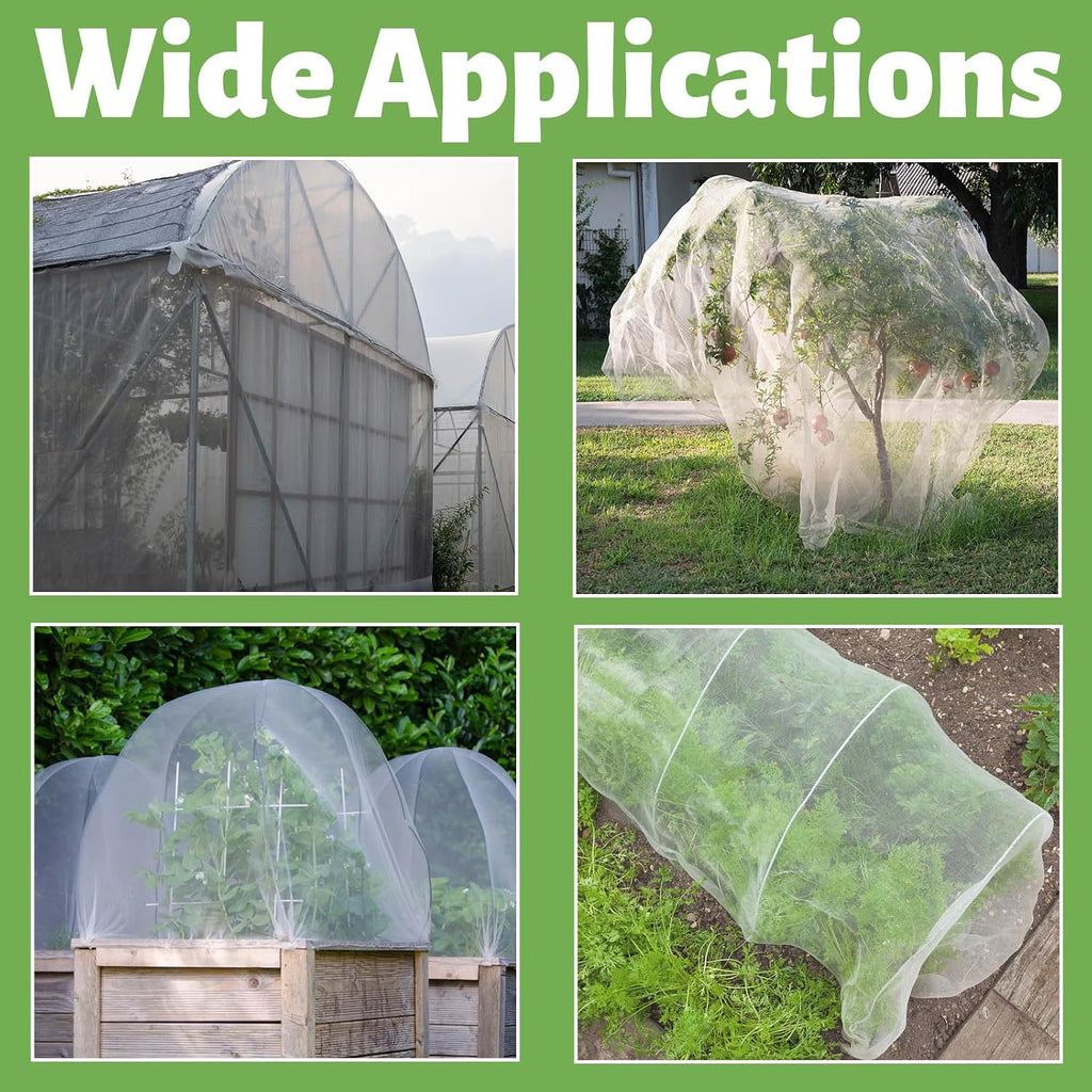 10x50 FT Garden Netting - Heavy Duty 60 Mesh Polyester Insect Barrier with Reinforced Edges | Bird & Pest Protection