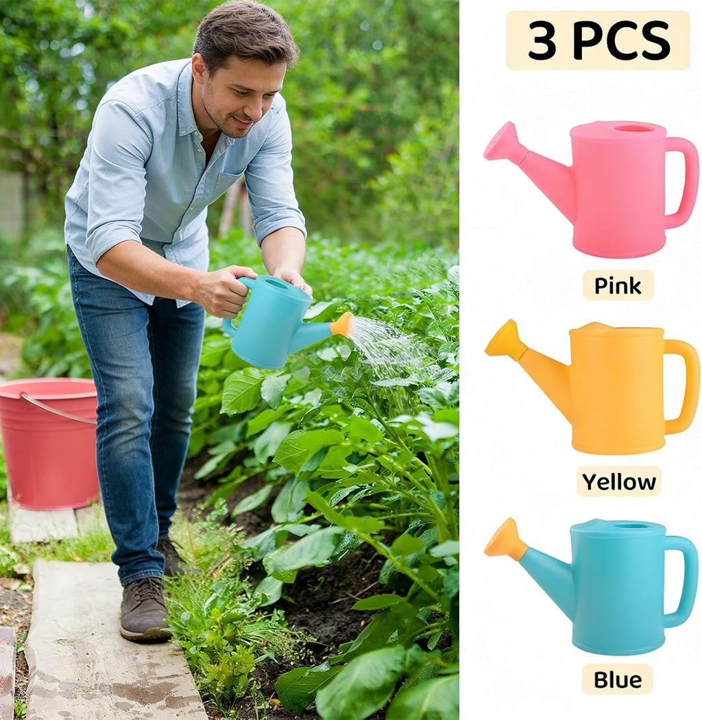 3 Pcs Watering Can Set, Small Plastic Beach Watering Can, 800ml | Ideal for Beach Sand Garden Play Time or Practical