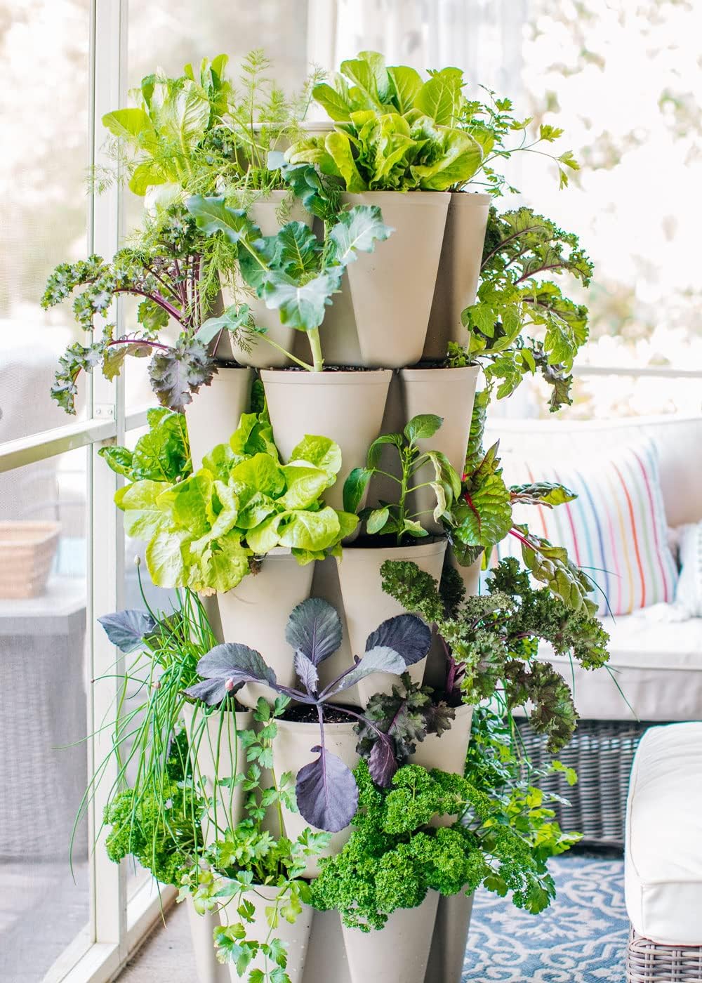 Patented Large 5 Tier Vertical Garden Planter with Patented Internal Watering System Great for Growing a Variety of