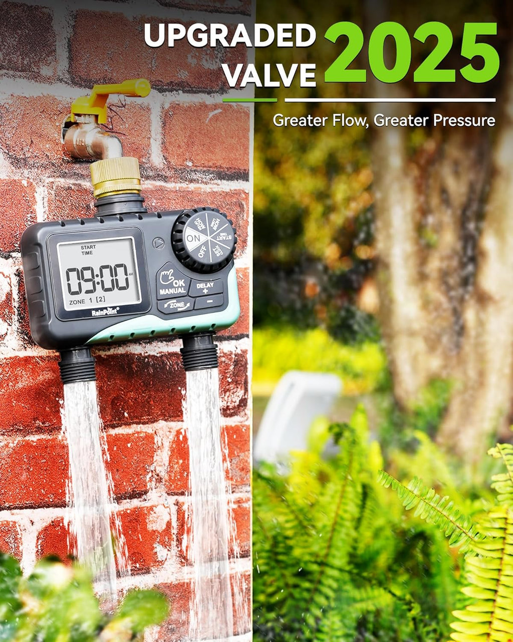 RAINPOINT Water Timer for Garden Hose - Sprinkler Timer with Brass Swivel - Rain Delay/Manual Watering/Automatic