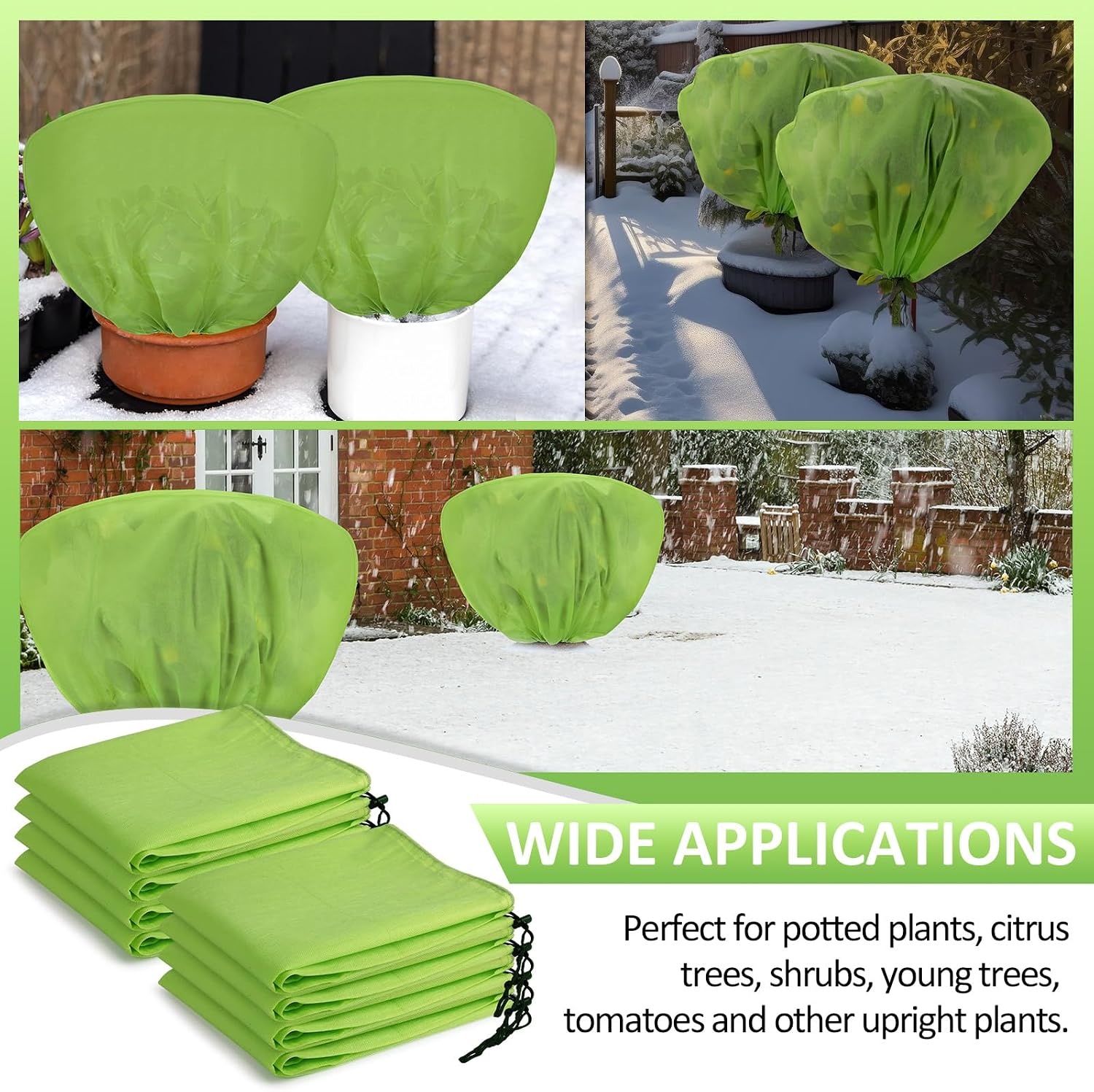 6 Pcs Winter Plant Covers Freeze Protection 39.4x23.6 Inch Horizontal Shrub Tree Rose Plant Protection Bags Frost