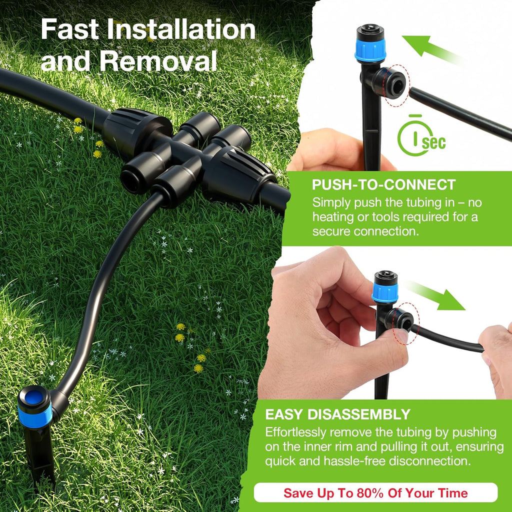 MIXC Greenhouse Micro Drip Irrigation Kit Automatic Irrigation System Patio Misting Plant Watering System with 1/4 inch