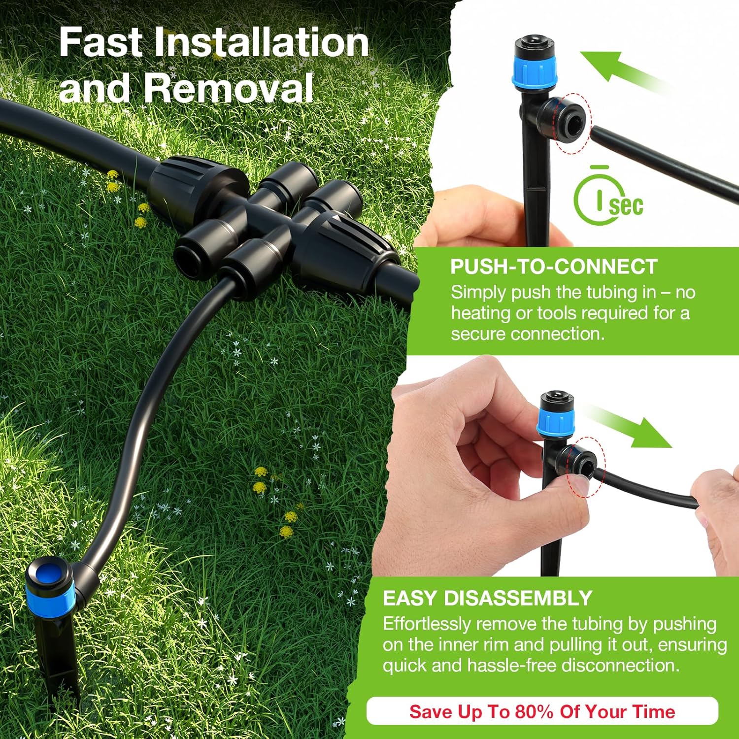 MIXC Greenhouse Micro Drip Irrigation Kit Automatic Irrigation System Patio Misting Plant Watering System with 1/4 inch