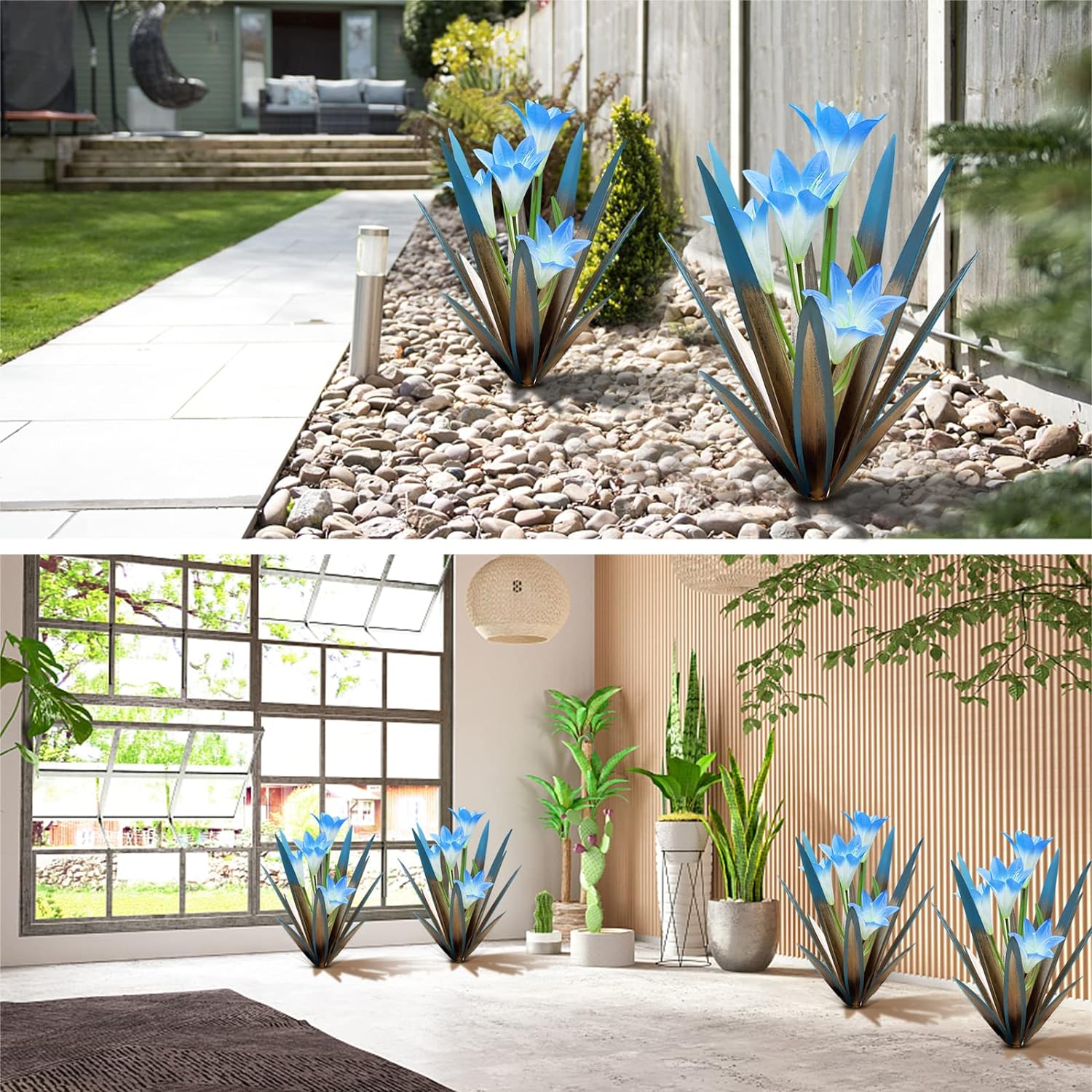 Homight Metal Agave Plant Outdoor Decoration Lily Mexican Yard Art Garden Gift Home Decor Hand Painted Metal Agave