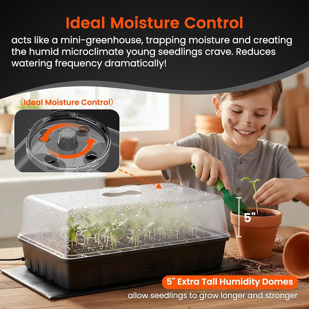 SOLIGT 3 Set 60-Cell Seed Starter Kit with Domes, Cell Trays and Heat Mats | Cloning, Propagation and Germination