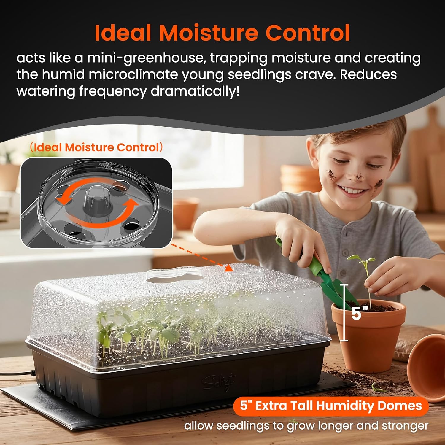 SOLIGT 3 Set 60-Cell Seed Starter Kit with Domes, Cell Trays and Heat Mats | Cloning, Propagation and Germination