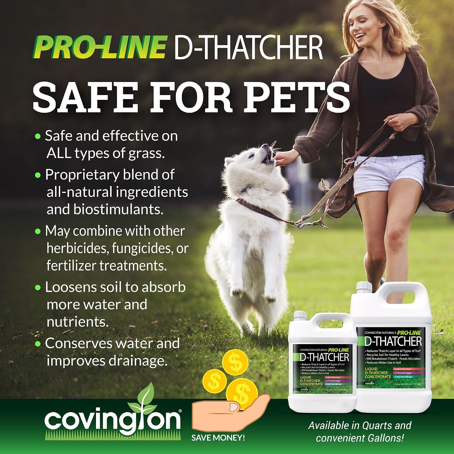 Covington PRO-LINE D-THATCHER Liquid Dethatcher (32oz) – Lawn Thatch Remover & Soil Softener, Grass Clipping Breakdown