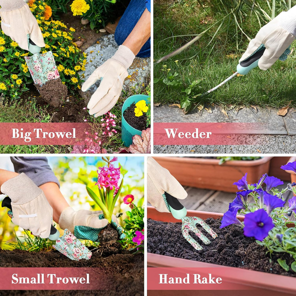 Carsolt 11Pcs Floral Gardening Tools Set, for Women Mom | Non-Slip Rubber Handle, Rust Resistant & Heavy Duty Stainless